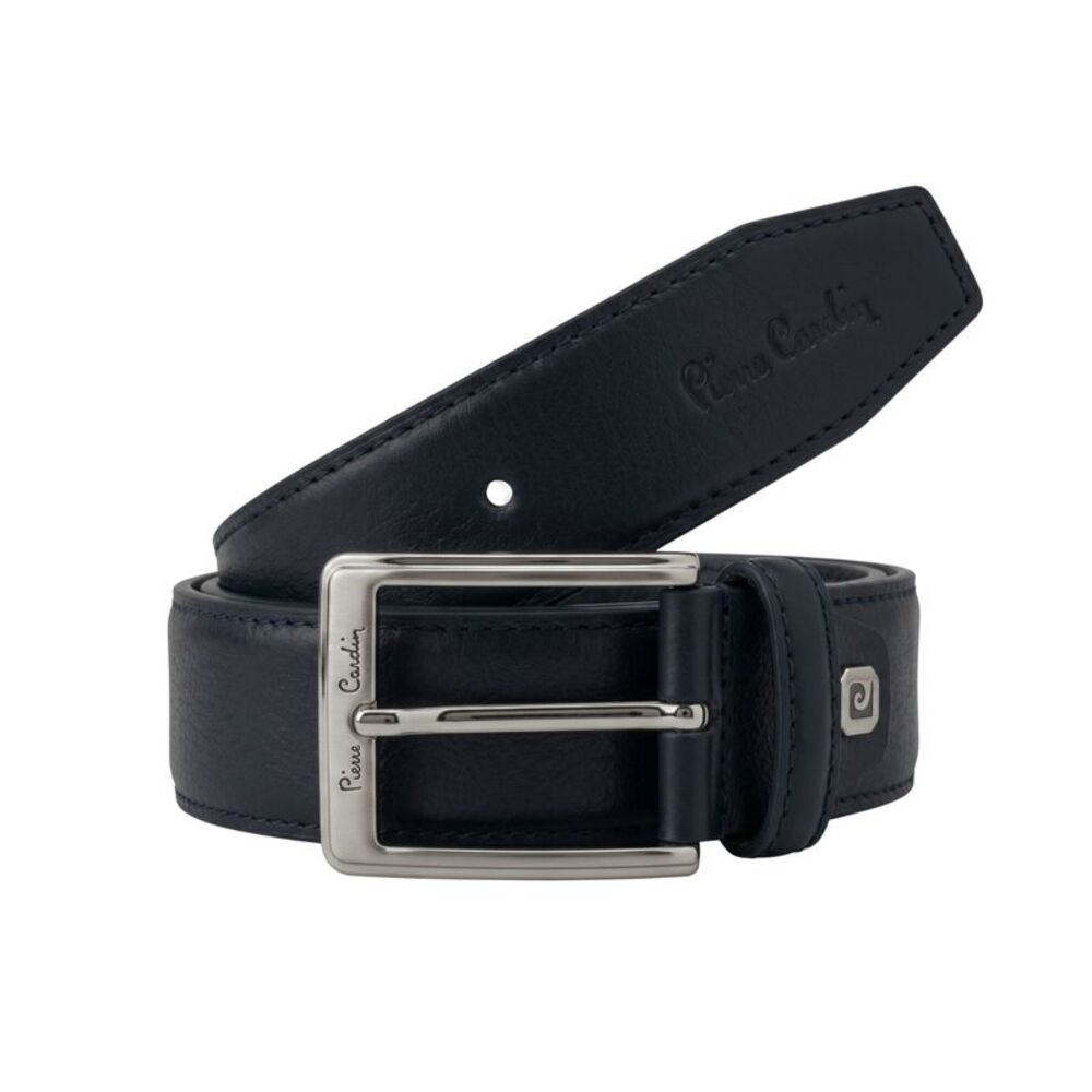 Pierre Cardin Blue Smooth Classic Silver D-Ring Adjustable Belt-